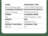 Lámpara De Camping Portátil Con Luz Fría Y Caliente Dimmer Sin Fin Recargable USB Exploración Al Aire Libre Linterna Para Tienda De Camping - details 7
