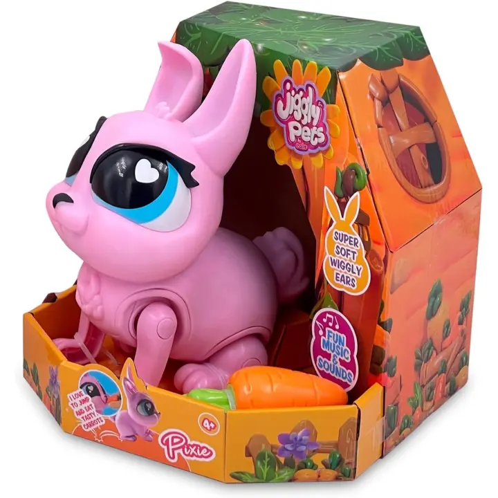 Jiggly Pets - My Walking Rabbit, Pixie The Rabbit, Conejito Interactivo, Mascota de Goma blandita Que anda y Canta, con Efectos de Sonido, Juguete para niños y niñas Desde 4 años, Famosa, (JGG01000) - 1