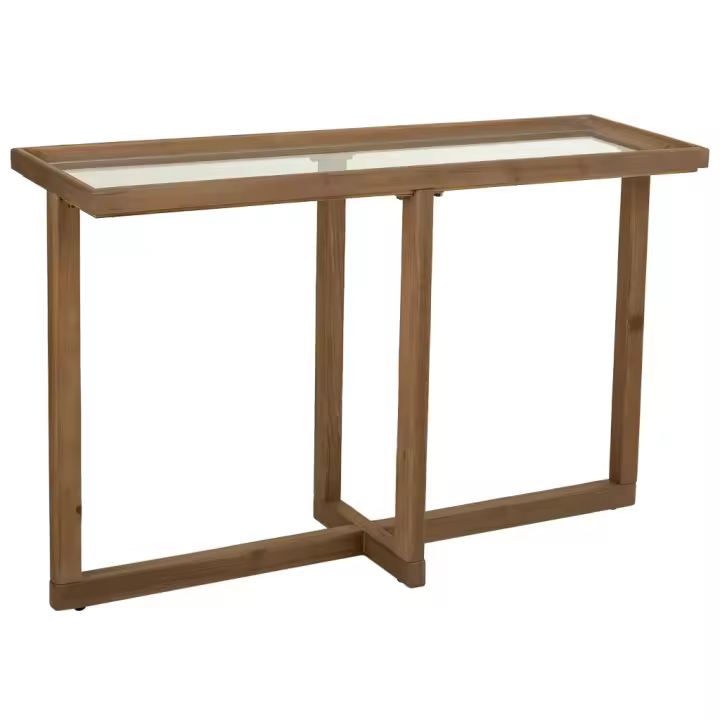 Recibidor de madera y cristal marron 120x33x75 - 1