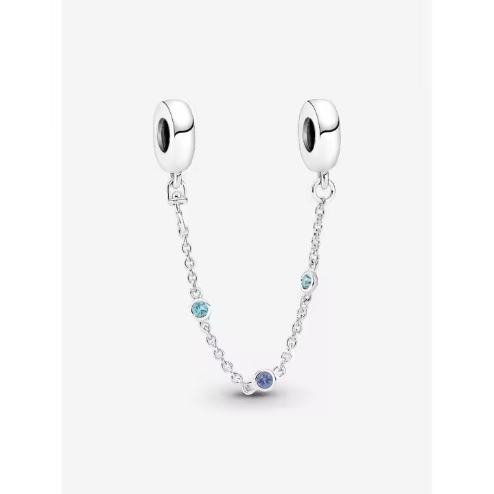 Pandora - Cadena de seeurbad con triple Piedra Azul-Plata de Lei - 1