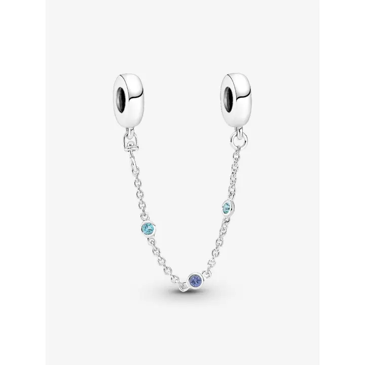 Pandora - Cadena de seeurbad con triple Piedra Azul-Plata de Lei - 1
