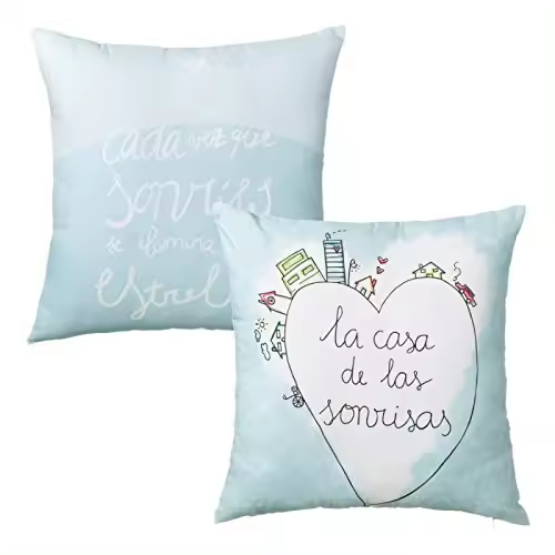 Juego de 2 cojines sonrisas 45x45 cm azul-DAMDAM GO - 1