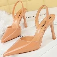 Sandalias De Tacón Alto Para Mujer 9cm Cómodas Elásticas Con Slingback De Cuero Glossy Azul Rojo Verano Fiesta Danza Pumps - details 16