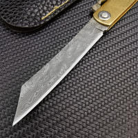 Cuchillo De Bolsillo Mini Higonokami Con Hoja De Acero Damasco Y Mango De Latón Para Camping Y Uso Táctico Multifuncional Herramienta De Mano - details 8
