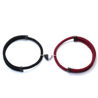 Pareja Romántica 2Pcs Pulsera Ajustable De Hilo Macramé Con Corazón Magnético Para Distancia Compatible Para Hombres Y Mujeres Accesorios De Moda Para Parejas - details 5