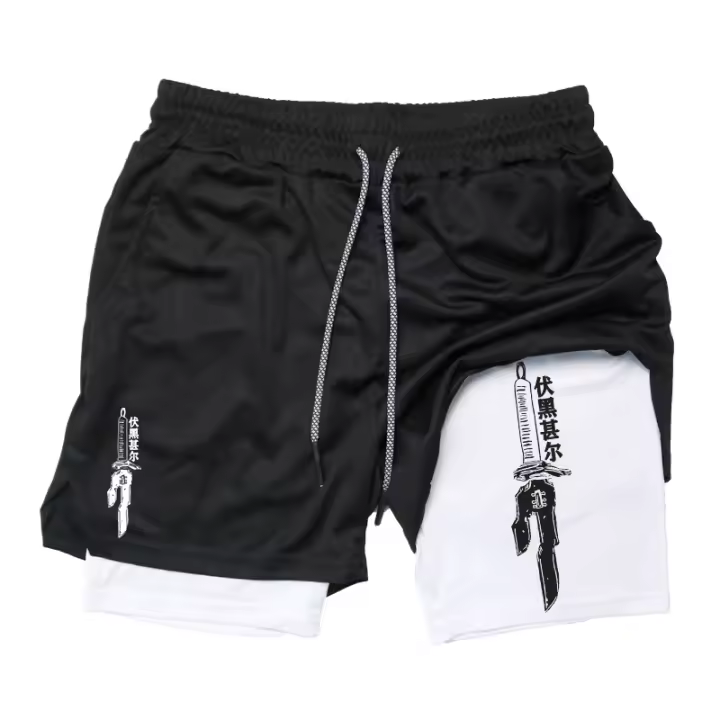Shorts De Entrenamiento Para Hombre Con Bolsillo Para Teléfono Y Anillo De Toalla 2 En 1 Running Performance Compresión Activewear Deportivo - 1
