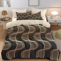 Juego De Cama Moderno 3 Piezas Marrón Con Rayas Onduladas - Incluye Funda De Edredón Y 2 Fundas De Cojines (sin Relleno) - details 3