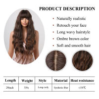 Pelucas Sintéticas Largas De Ombre Marrón Rubia Con Franja Para Mujeres Afro Peluca Cacheada Resistente Al Calor Para Uso Diario Cosplay - details 1