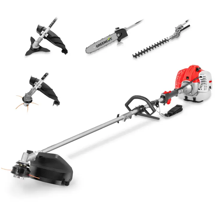 GREENCUT GM650X-5 - Desbrozadora Multifunción 5 en 1, Motor Gasolina 65cc 4,9cv 2 Tiempos, 5 Accesorios Intercambiables, Función Desbrozadora, Podadora y Cortasetos para Jardín - 1