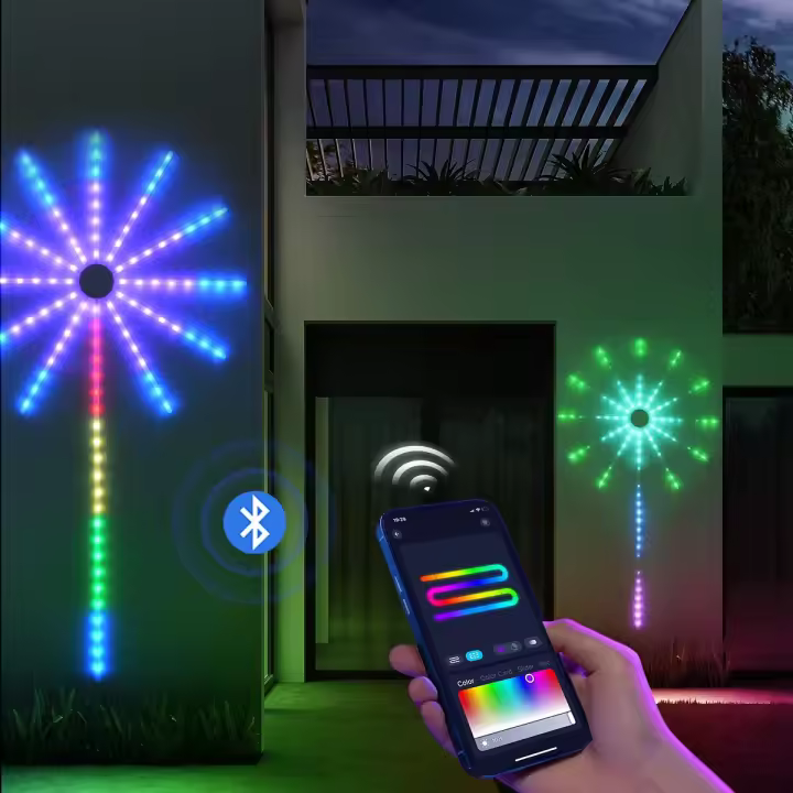 Luces De Fuegos Artificiales USB Bluetooth RGB LED Impermeables Para Jardín Camping Decoración De Habitaciones Lámpara De Garlanda LED Para Festividades - 1