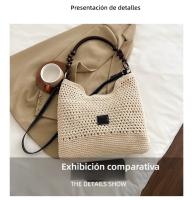 Bolso de paja, bolso tejido, bolso tote de mujer vintage imitación de caña, bolso de hombro y bandolera de diseño minoritario y moderno para mujer - details 2