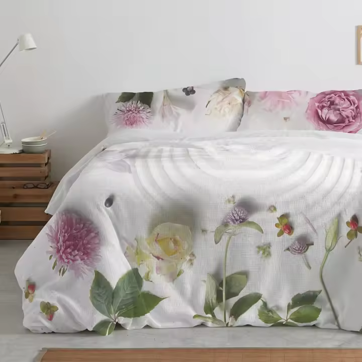 Manterol Outlet - Juego de funda nórdica 100% algodón estampación digital naturaleza. Apto para todas las estaciones, incluye bajera ajustable, encimera y fundas de almohada. Tejido de alta calidad y muy duradero. - 1