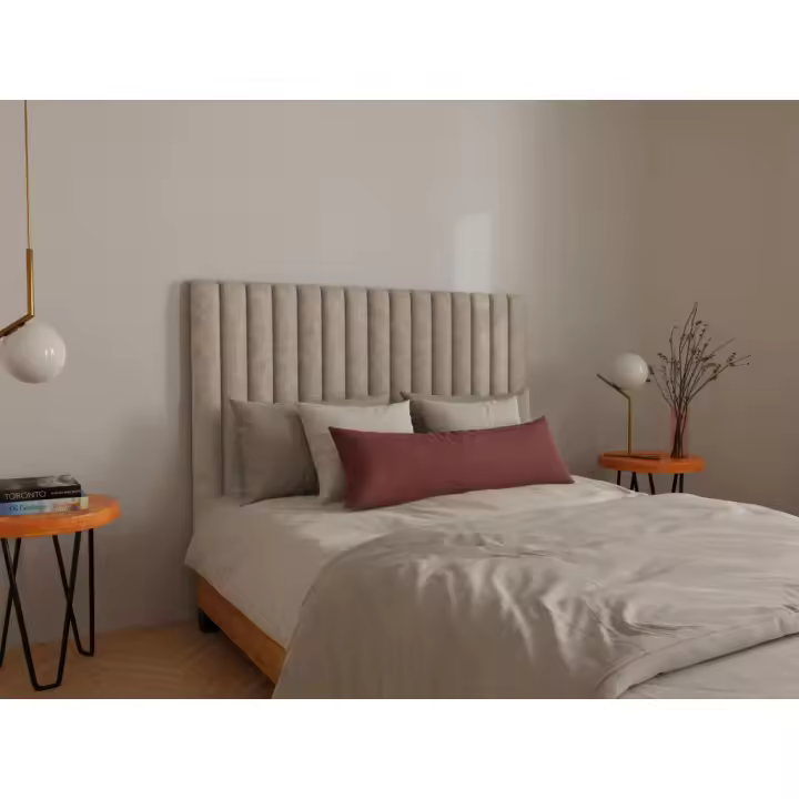Vente-unique - Cabecero de cama SARAH - 150 cm - Tela - Beige - 1