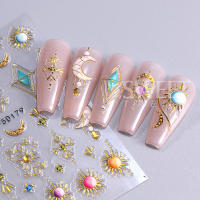 Pegatinas De Uñas 5D Estilo Bohemio Con Estrella Flor Y Diamantes Adornos Para Manicura DIY Decoración De Uñas Con Patrón De Línea Solar - details 5