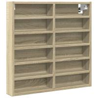 vidaXL Vitrina de madera de ingeniería 60x8,5x58 cm Blanco, Negro, Roble Sonoma Mueble Almacenaje Estantería para Oficina, Estudio, Dormitorio Estantería/Librería/ mueble de Almacenamiento - details 0