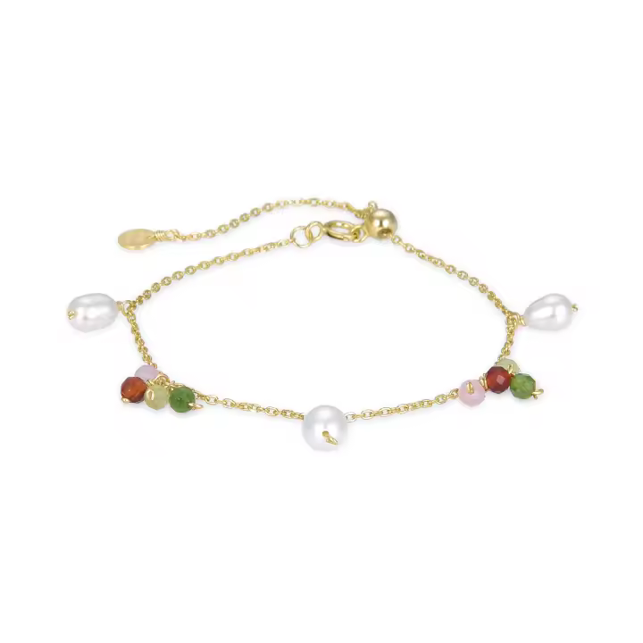 Pulsera Luxenter de Plata de Ley 925 con Perla Blanca acabada en oro amarillo de 18K - Fanim - 1