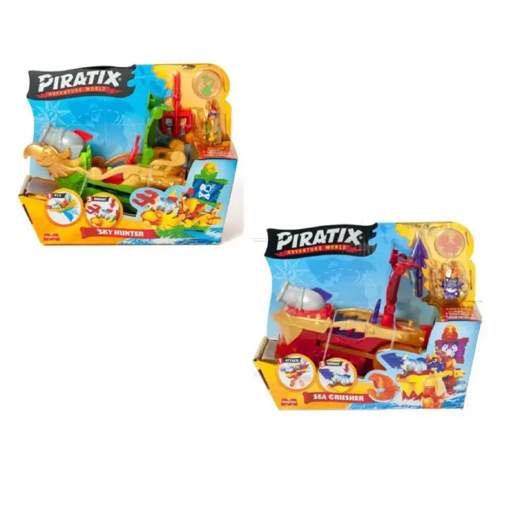 Magic Box Piratix - Pack de 2 Barcos(Sky Hunter Y Sea Crusher),Pirate Ship con su capitan, tesoro exclusivo y moneda,(Nueva Colección de los Creadores de Superthings) - 1