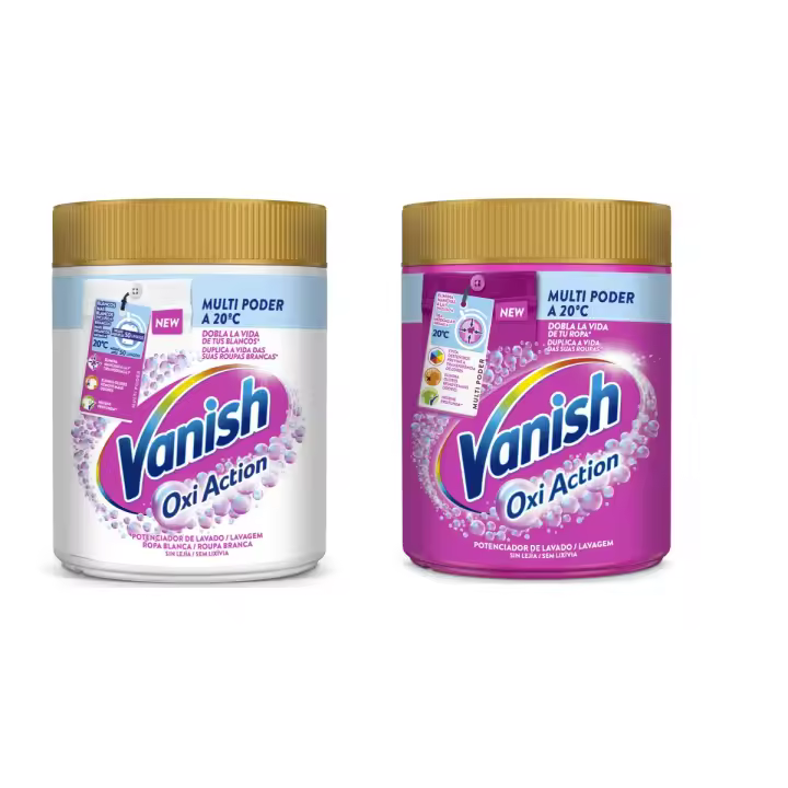 Vanish Oxi Advance Quitamanchas Lote Ropa Blanca + Ropa Color, Elimina Olores, Potenciador Lavado Polvo - 2x400 gr - 1