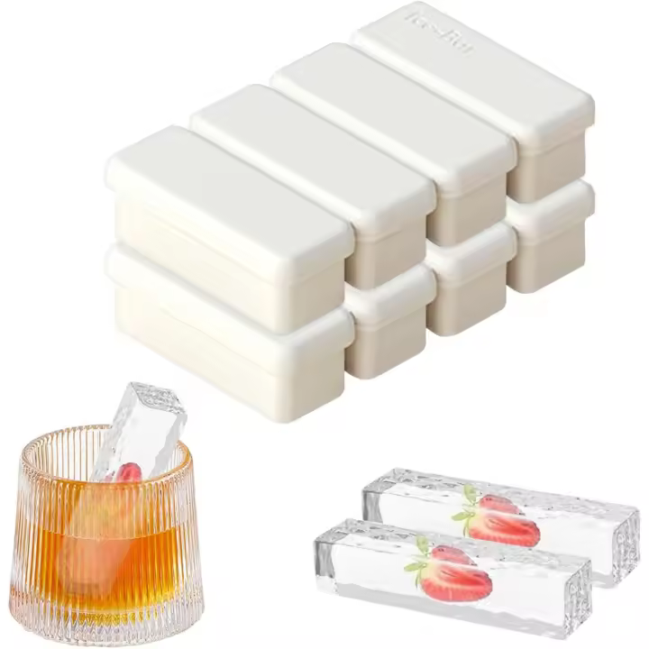 Paquete de 2 cubiteras para hielo Silicona con Tapa para Congelador, Moldes Apilables hielera para Whisky Cócteles Moldes Rectangulares Silicona para Sopa Hornear reutilizables(Blanco) - 1