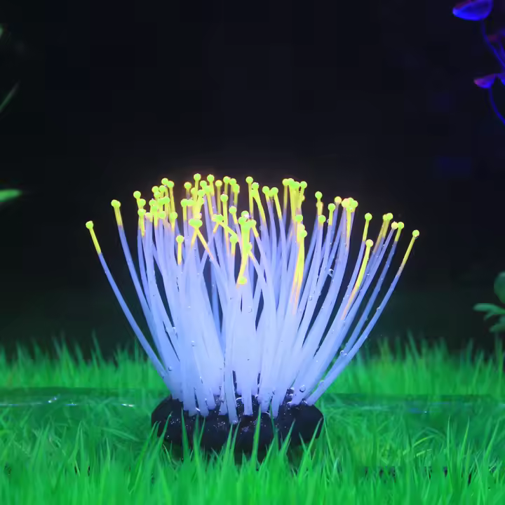 Adorno Acuático De Silicona Para Acuariopeces Artificiales Decoración Submarina Con Coral Y Plantas Iluminadas Para Decoración De Tanque De Acuario - 1