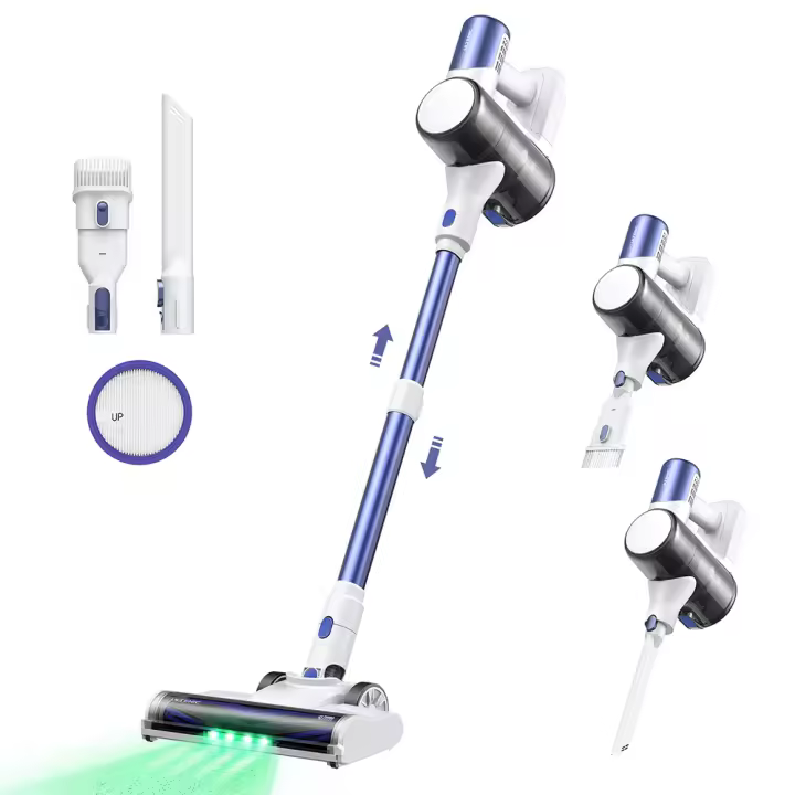 Escoba Aspiradora Sin Cable Mano Ultenic U12 10 en 1Vesla Aspirador de Coche con Luz Verde, 45Kpa, Tecnología Antienredos, Aspiradora de Cenizas Potente Autonomía 45mins, Batería Extraíble, para Mascotas, Alfombras y moquetas - 1