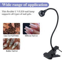 Lámpara De Curado De Uñas UV 5W Con Clip Y Tubo Flexible Luz LED Para Secado De Polvos De Uñas Art Lalic Stainless Steel - details 4
