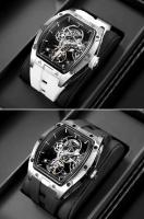 Reloj Mecánico Para Hombre MEGIR Con Carcasa De Acero Inoxidable Y Correa De Silicona Dial Skeleton Resistente Al Agua Deportivo - details 3