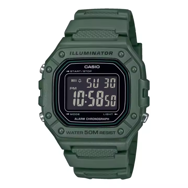 Reloj CASIO W-218H-3BVEF Hombre Verde Sumergible (50m) - 1