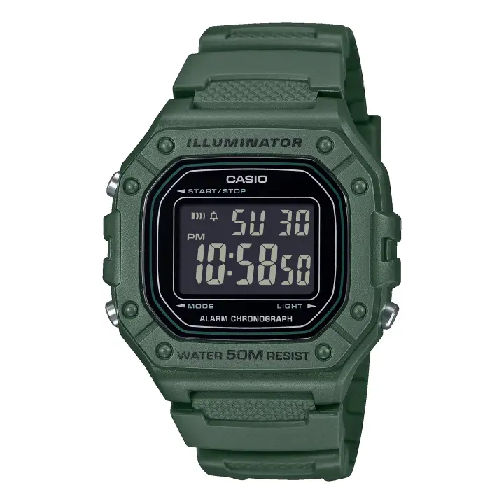 Reloj CASIO W-218H-3BVEF Hombre Verde Sumergible (50m) - 1