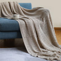 Manta De Punto En Color Caqui Gris Con Borlas Para Verano Manta Suave Y Cómoda De Viaje Para Sofá Y Cama Estilo Bohemio Y Chic - details 6