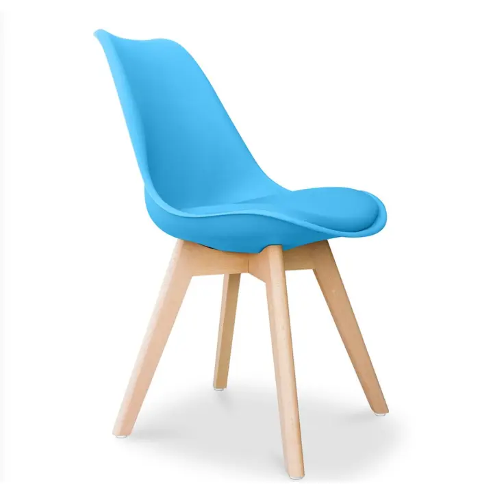 ORION91 Silla SIRIO Color Azul Asiento Acolchado Piel Sintética y Patas Haya 54x81x48cm Comedor Oficina Salón Teletrabajo Cocina - SpazioLuzio - 1