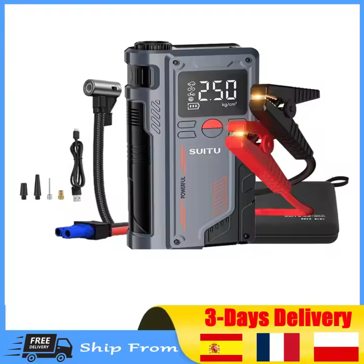 Bomba de aire de arranque de coche 4 en 1, compresor de aire de 150PSI, corriente máxima de 20000mAh, dispositivo de arranque de 1000A, neumático Digital Inflat - 1