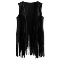 Chaqueta sin Mangas con flecos para Mujer, Fashion hippie de los años 70, chaqueta de ante sintético con flecos - details 2
