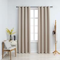 vidaXL 2x Cortinas Opacas con Anillas Metal 140x245cm Decoración Hogar Color Beige,  Gris,  Negro y mas - details 0