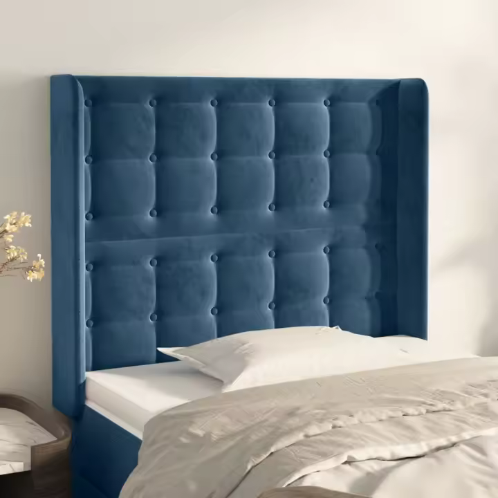 vidaXL Cabecero con orejas de terciopelo azul oscuro 83x16x118/128 cm - 1