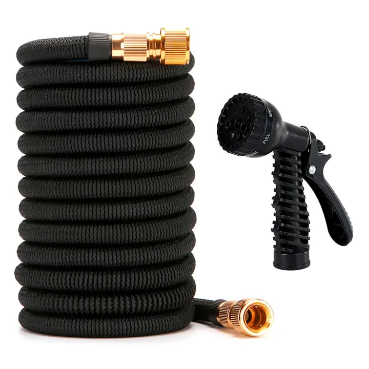 Manguera de Riego extensible para Jardín | Manguera flexible con Boquilla de 8 funciones | Manguera para Riego de Jardín, Pieza y lavado de coche | Longitud extendida 15 metros | Colores Rojo y Negro, envío aleatorio | Marca - 1