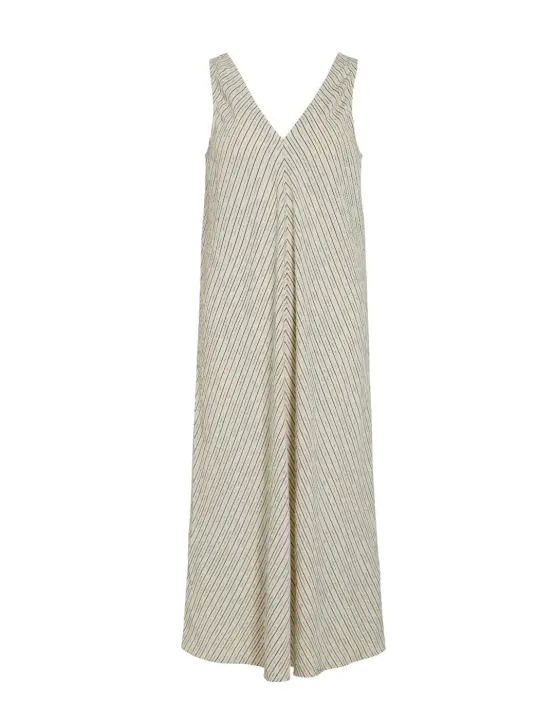 Vestido Vila Binn maxii cuello V blanco manga sisa de mujer - 1