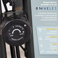 HOMCOM Bicicleta Estática Plegable con Sensor de Pulso Pantalla LCD Resistencia Ajustable de 8 Niveles Sillín Regulable y Respaldo para Entrenamiento en Casa 107x53x107 cm Negro - details 5