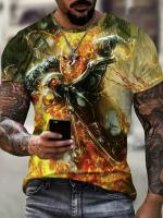 Camiseta De Motociclista 2024 Para Hombres Estilo Vintage Con Impresión 3D Corta Cuello Redondo Oversize Moda De Calle Tejido Poliéster - details 6