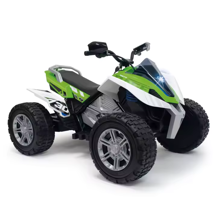 INJUSA - Quad Eléctrico Infantil Rage | Moto a Batería de 24V para Niños de 6 a 10 Años | con Acelerador Progresivo en Puño | Freno de Tambor | Luces LED | Marcha Atrás | 2 Velocidades | Suspensiones | Ruedas de Goma EVA | Velocidad máx. 10 km/h | Verde - 1