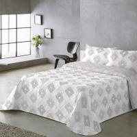 UNIFABRIC HOME TEXTIL Colcha Bouti Primavera Verano Reversible Color Beig Mod.Rombos Cama 90 ,105,135 y 150  Ligeras y Suaves ,Incluye fundas de cojín,Termosellada No hace bolitas y facil planchado - details 0