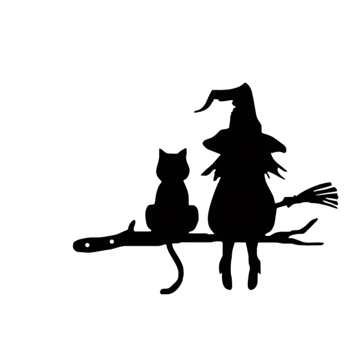 Juego De 2 Palos De Jardín Con Hechicera Y Gato Silueta De Hierro Para Decoración De Jardín Y Courtyard Arte En La Ramas De Árbol Plug-in En Tumba De Árbol - 1