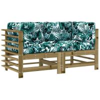 vidaXL Sofás esquineros con cojines 2 uds madera maciza de pino Pino natural, Pino blanco, Pino gris Conjunto Terraza Muebles Jardín Exterior Juego de Muebles de jardín Mueble Jardín Exterior Muebles de Salon Exterior - details 6