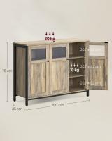 Aparador con puertas de cristal estilo industrial, para comedor, salón, cocina, marrón rústico o marrón turquesa - details 6