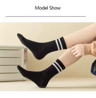 FINETOO Calcetines De Algodón Unisex Estilo Harajuku Para Parejas Skateboard 3 Rayas Colores Sólidos Negro Blanco Casual - details 3