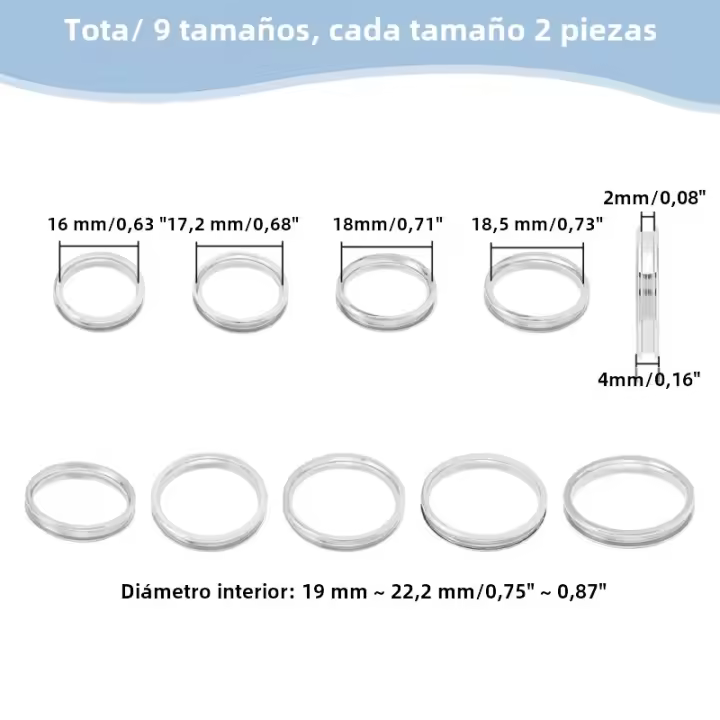 Anillos Largos De Acero Inoxidable 18pcs Anillos Vacíos Para Inlay Hechos a Mano Anillo Core Redondo Para Boda Promesa - 1