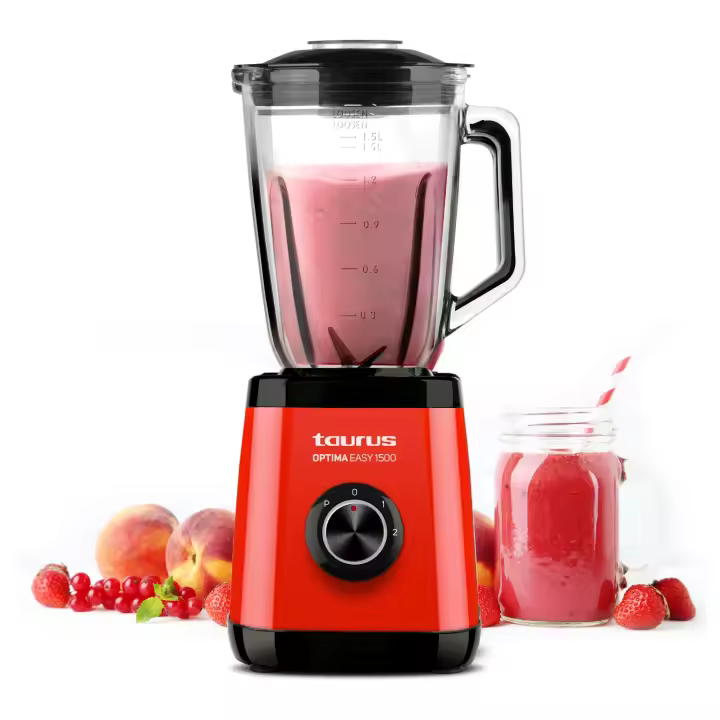 Taurus - Batidora de vaso Optima Easy 1500. Color Negro. Material producto Cristal. Potencia 1.500 W. Longitud del cable 100 cm - 1