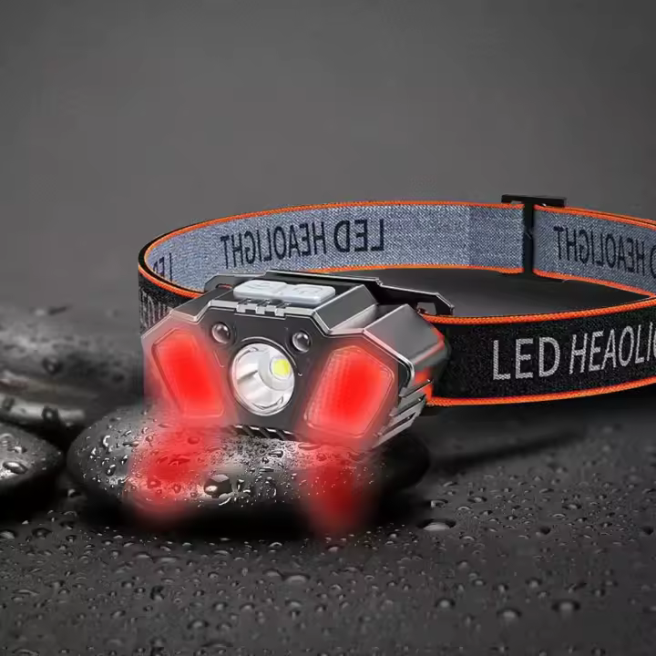 Linterna Frontal Con Sensor De Movimiento LED Blanco Potente Para Camping Y Pesca Lámpara De Cabeza Roja Con Modo De Destello - 1