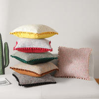 Fundas De Cojines Boho Verdes Con Pompon 30x50cm 45x45cm Textura De Terciopelo Decorativas Para Sofá Manta - details 0