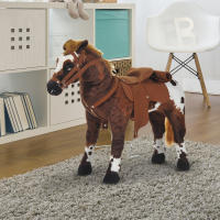 HOMCOM Caballo de Juguete Niños Mayores de 3 años con Silla y Sonidos Pilas Incluidas (Marron) - details 1